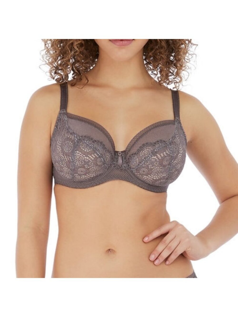 Freya Expression Plunge Lace Cup Bra AA5491 Unpadded Underwire Size 28J Shark